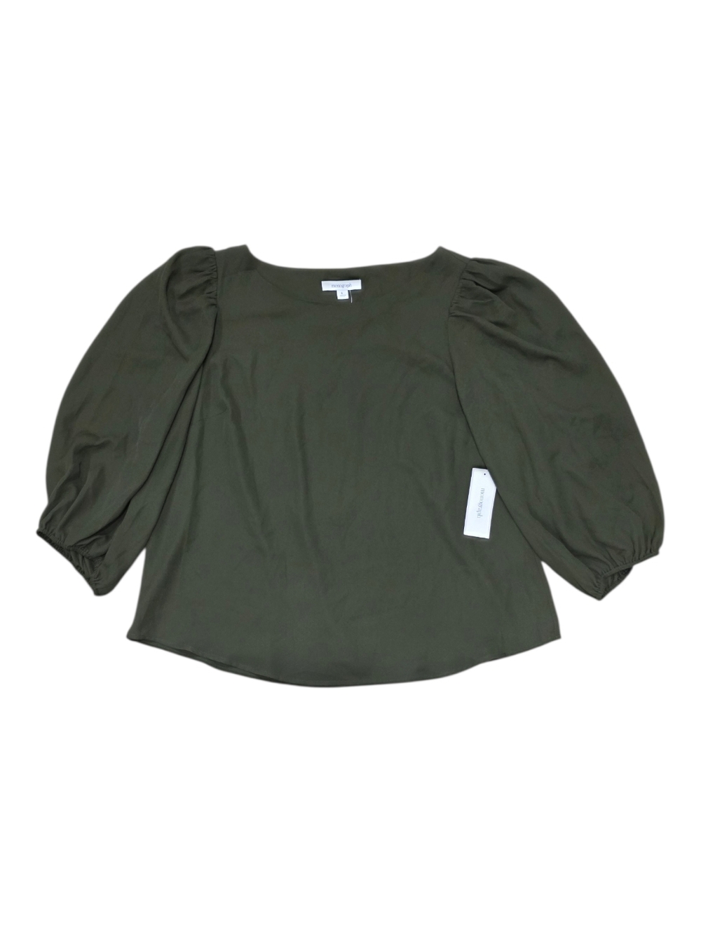 Monograph Olive Green Puff Sleeve Blouse L NWT
